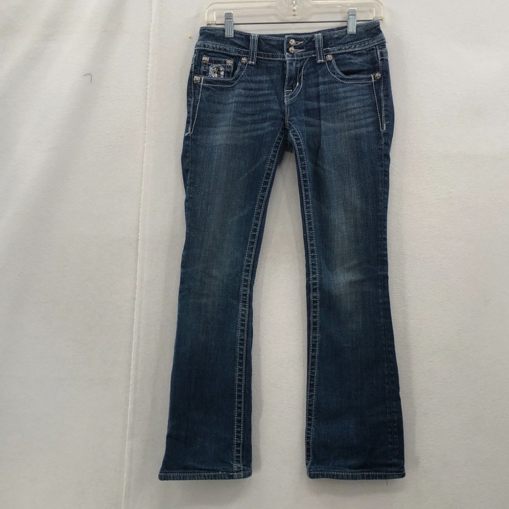Miss Me Med. Blue Women's Jeans With Pockets With Flaps And So Much Bling!$50